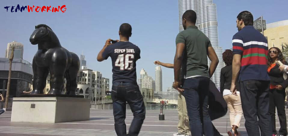 A team investigating on foot through the streets of a city
