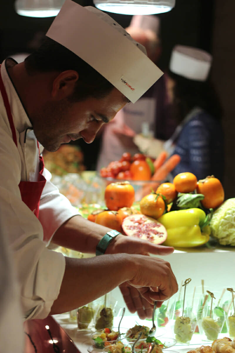Trays of finger food prepared by the teams during a cooking activity