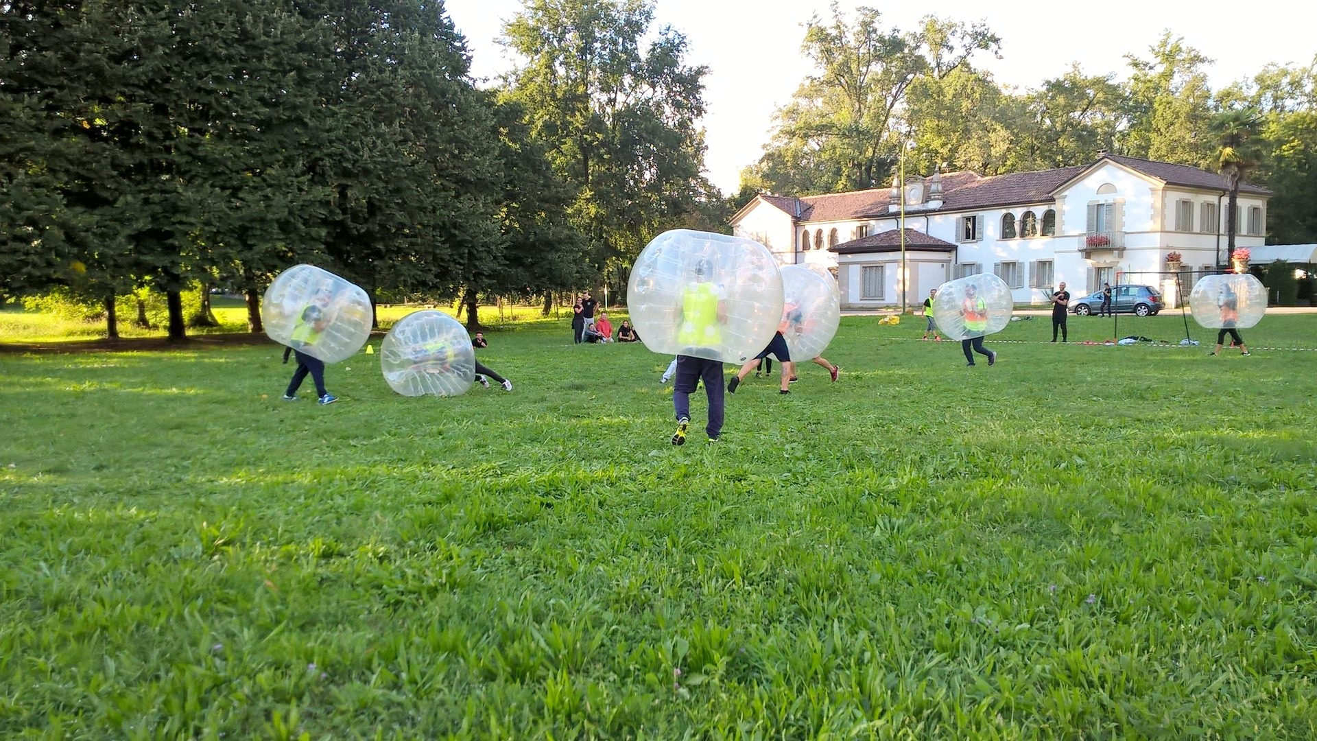 Football played inside giant inflatable spheres