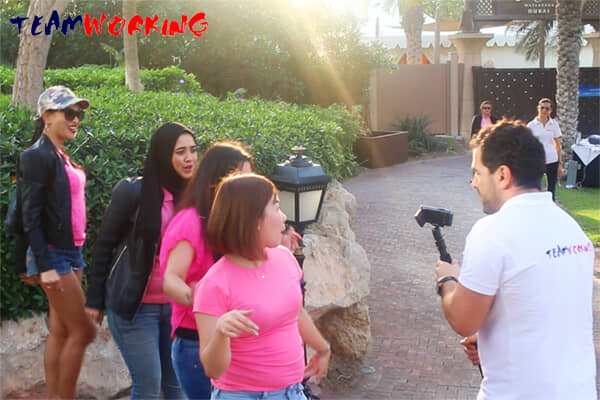 A team filming a scene of their short film