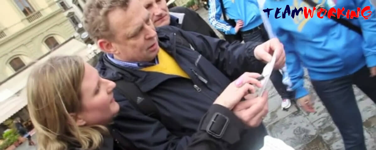 A team following clues during a treasure hunt